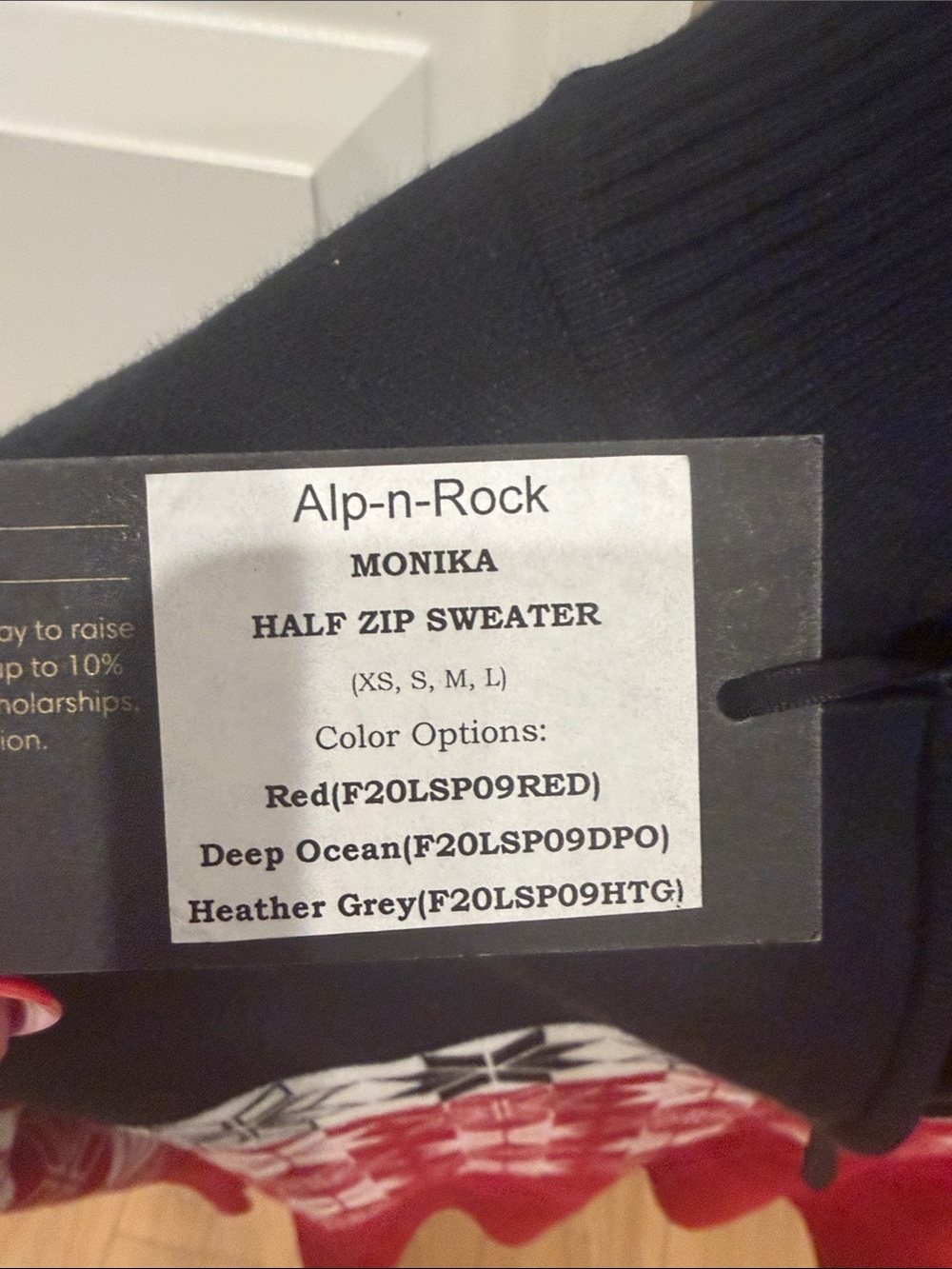 Alp N Rock Red, Black & White Nordic Half-Zip Crew Sweater - Picture 2 of 5